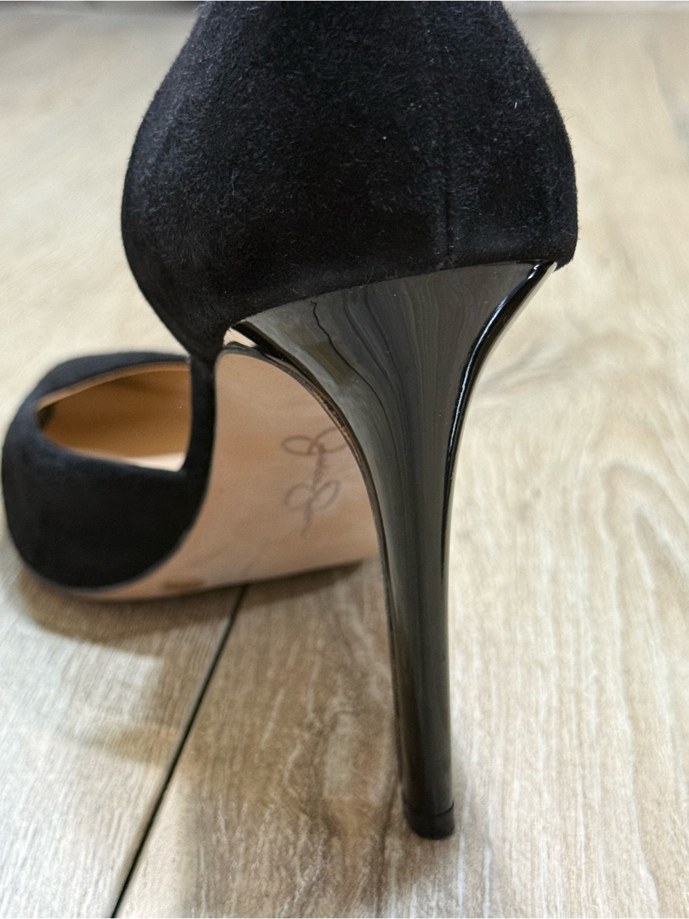 Jessica Simpson Black Suede Pointed Toe Pumps Stiletto Heels Claudette 8.5 - Picture 9 of 12
